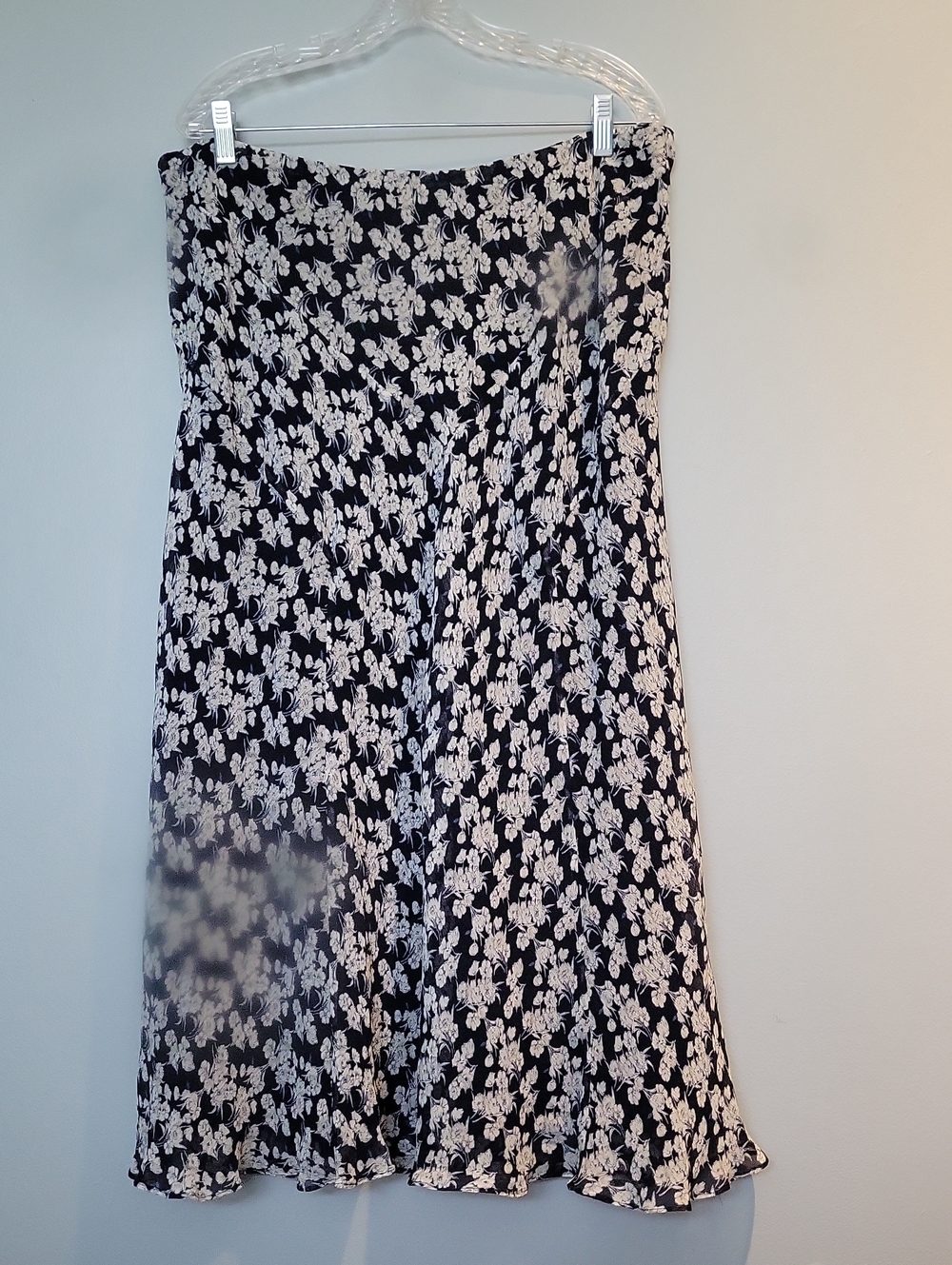 Lauren Ralph Lauren Silk Blue  and White Floral A-Line Skirt